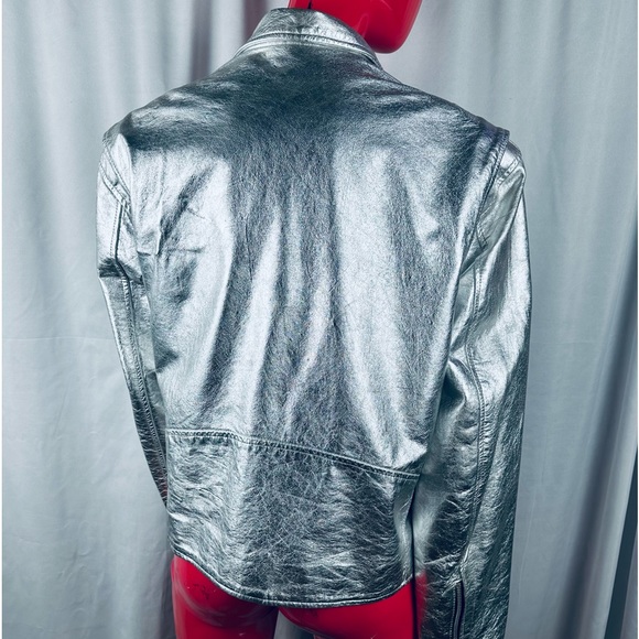 RARE Vintage LA Roxx Hollywood Metallic Silver Motorcycle Jacket - EXCELLENT! - Picture 2 of 9